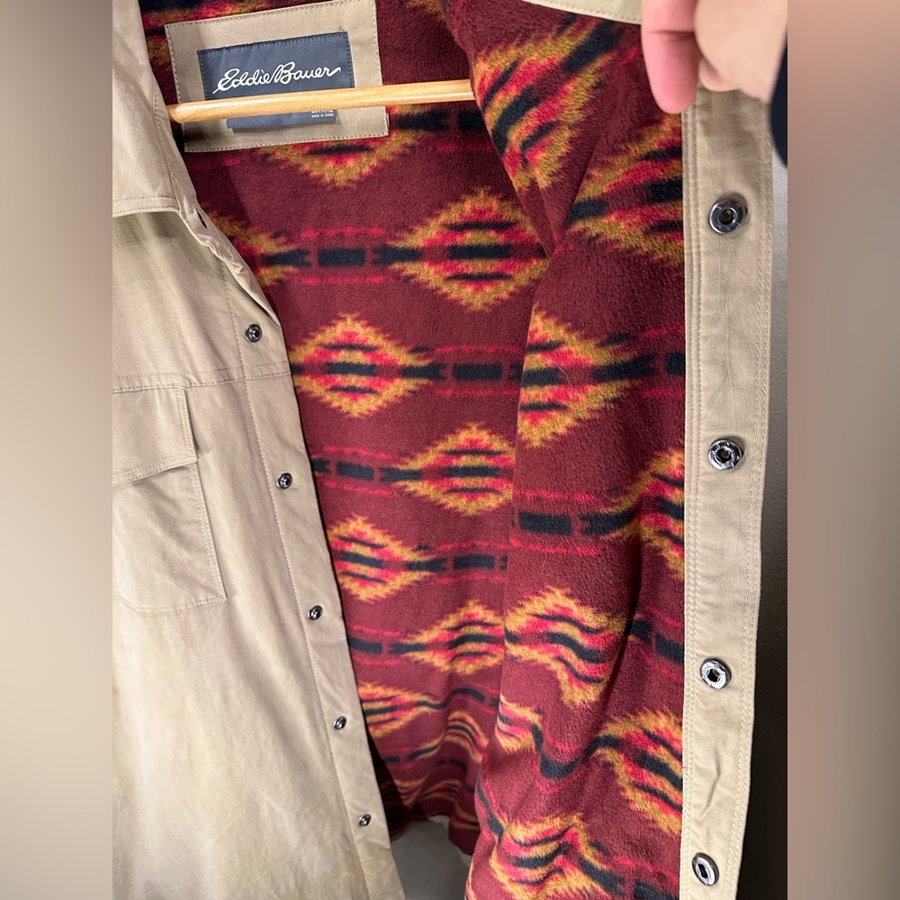 EDDIE BAUER - Menβs 2XL Flannel Lined Shirt Jacket - Picture 7 of 13